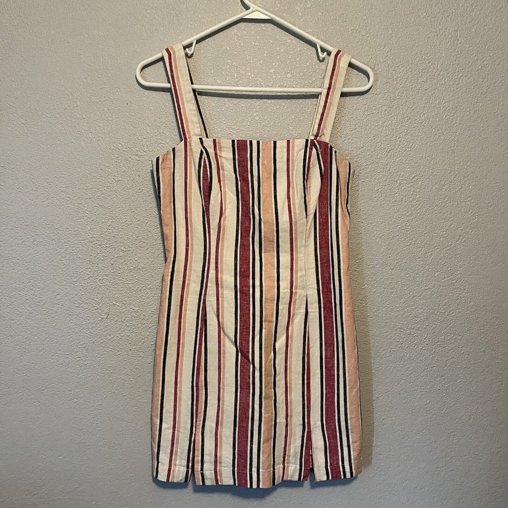 Forever 21 Linen Blend Striped Mini Sleeveless Tank Dress S